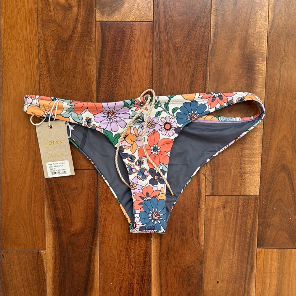 Jolyn Clothing Navy Floral Bikini Bottom Swim